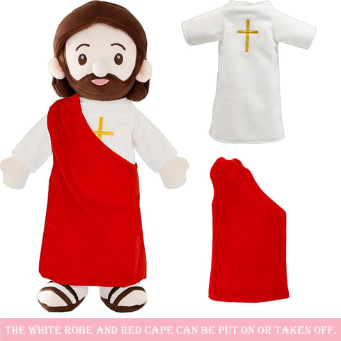 14.2" Jesus Plush Doll Jesus Plushie Stuffed Toy Christian Stuff Religious for Kids Christening Easter (Red)