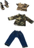 Military Style 18 Inch Doll Clothes - 4 Piece Outfit with Camouflage Jacket, T-Shirt, Jeans and Boots (Dolls Not