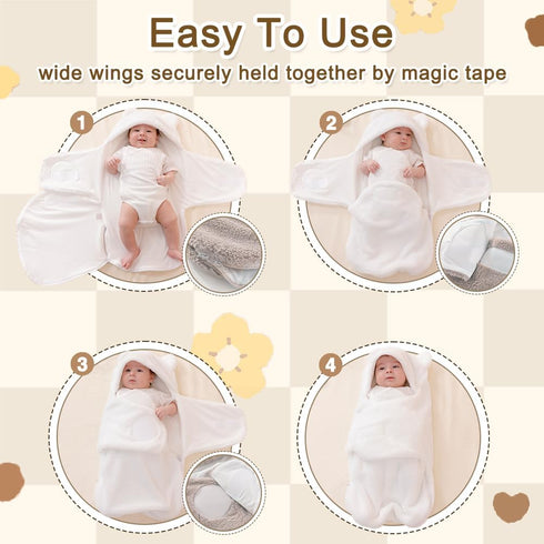 0-3 AiWMGL Baby Winter Fleece Swaddle Blanket Months Boys Girls Warm Adjustable Newborn Swaddling Wrap Soft Plush