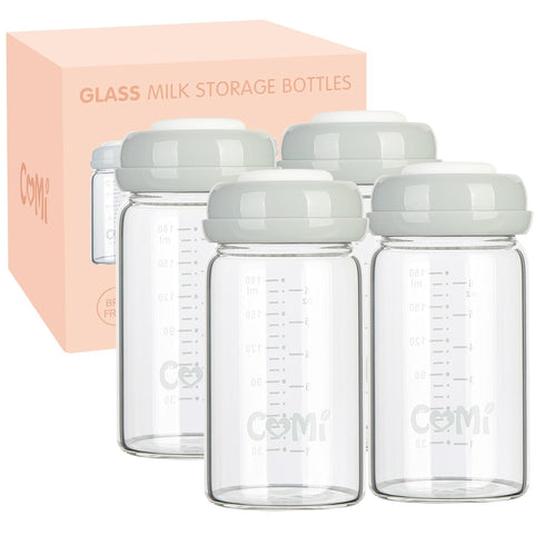 COMI Natural Glass Baby Bottle,Breastmilk Storage Bottle for Fridge,Wide Neck Breast Milk