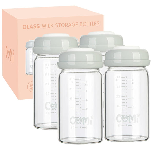 COMI Natural Glass Baby Bottle,Breastmilk Storage Bottle for Fridge,Wide Neck Breast Milk