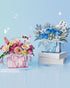 Set, 998 (1968) Mini Portable Block Flower Blue Rose Creative Eternal Flower Gifts Box with Romantic Light, Home Decor