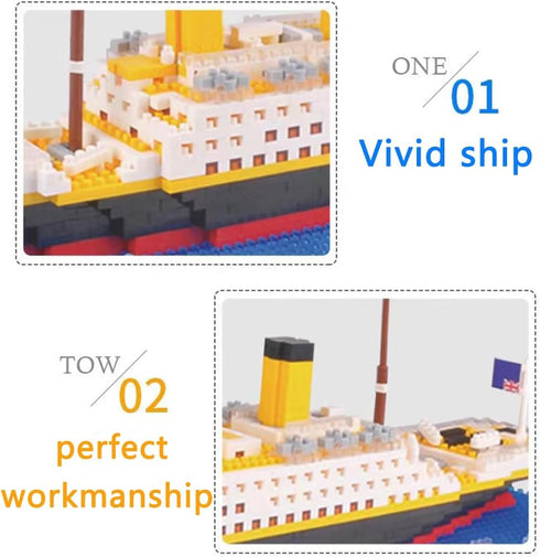 Titanic Ship Model Building Block Set, 3D Puzzle Sets DIY Educational Toys,Mini Bricks Toy Micro Blocks, Ideal Gift for Kids & Adults 1860PCS