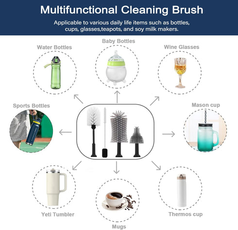 5-in-1 Long Handle Electric Water Bottle Brush, Straw Cleaner Brushes with Removable Brush Head, Water Bottle Brush