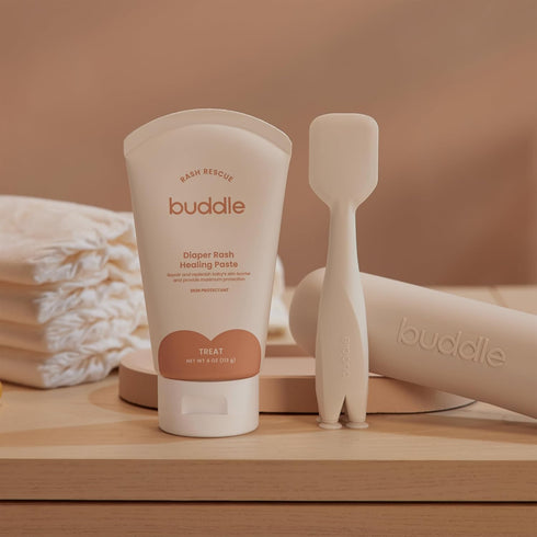 40% 4 oz Buddle Rash Rescue & Paddle Pal Kit, Zinc Oxide Ointment with Silicone Spatula Applicator to Protect Baby