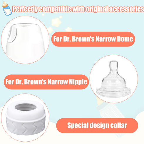 PEUTIER 6pcs 4oz 8oz, Replacement Bottle Nipple Collars Rings for Dr. Brown's Narrow Plastic & Glass Bottles & No Leak