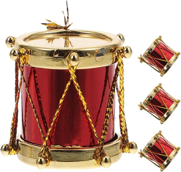 HOMSFOU Miniature Drum Models, 4pcs Mini Drum Accessories for Dollhouse Music Room Decor, 1:12 Scale