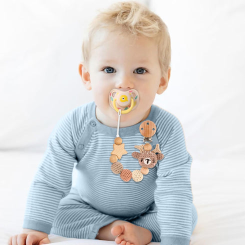 Cute Animal Pacifier Clip for Boys and Girls, Baby Teethers & Most Pacifiers, Baby Shower Essentials (Elk)