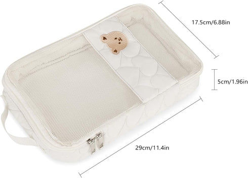 2 Pack Baby Diaper Organizer - Waterproof Pouches, Mesh Bag, Reusable, Washable or Cloth Diapers (White)