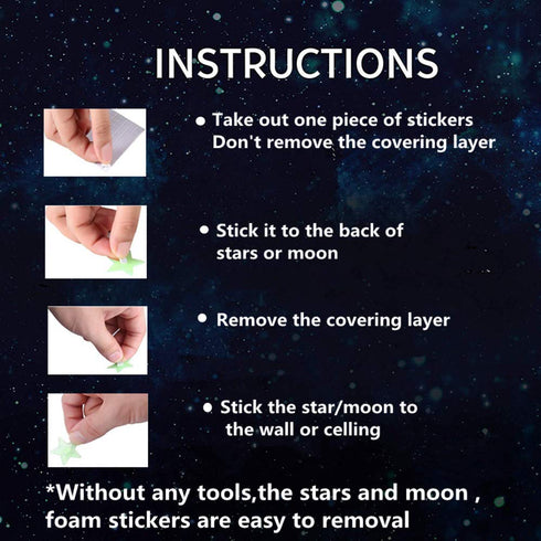 Glow in The Dark Stars, Self Adhesive 3D Glowing Stars and Moon for Ceiling, Wall Decals for Kids Rooms, 200 Stars