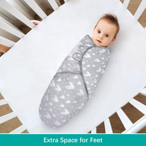 0-3 2 Pack Biloban Baby Swaddles Months for Boy Girls, Newborn, Organic Cotton Adjustable Blanket, Lovely Grey Print