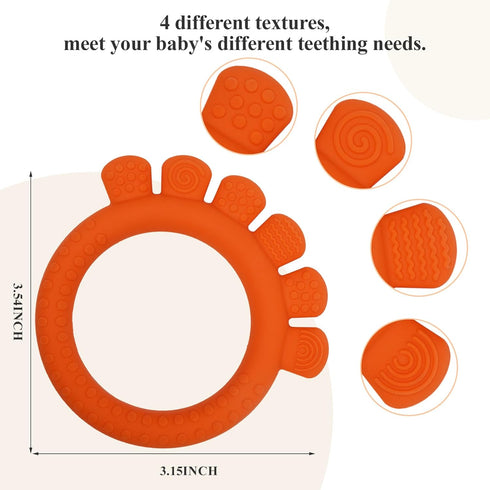 0-6,6-12 Baby Silicone Teething Ring Toys for Months Boys and Girls,Chew Teether Stuff for Infant,Newborn Must Have