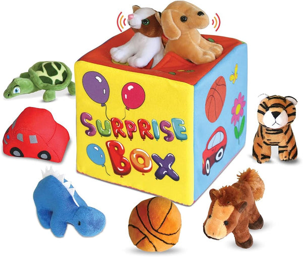 Bundaloo Surprise Box with 8 Plush Toys - Soft Sensory Playset of Stuffed Animals for Babies & Toddlers