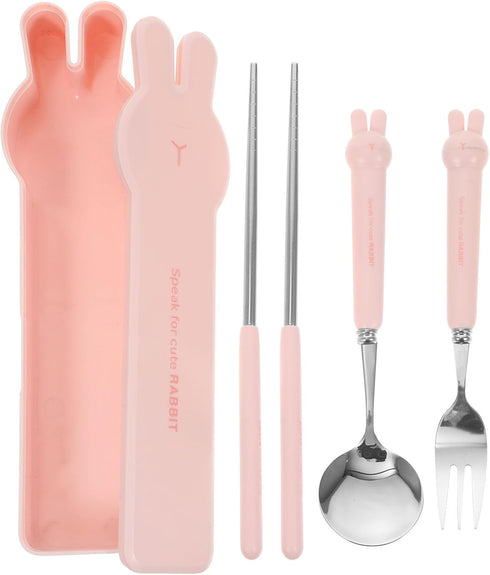 TOPPERFUN 4 PCS Travel Utensils with Case, Portable Stainless Steel Reusable Cutlery Set