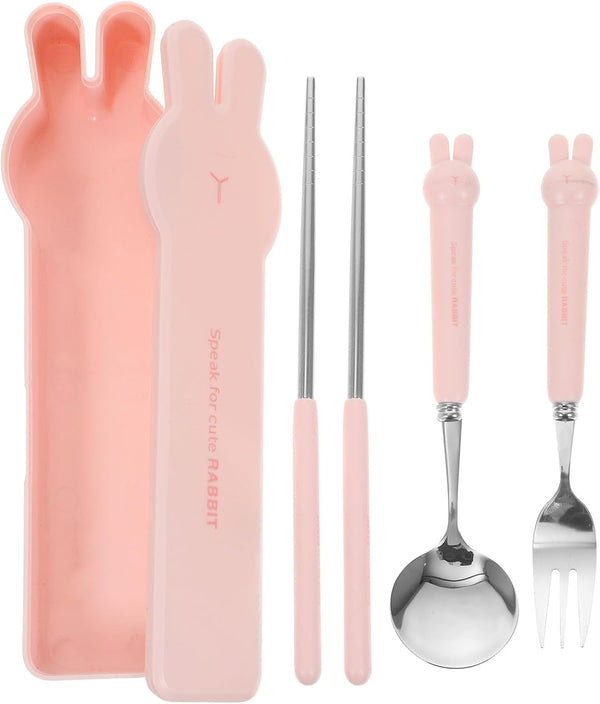 TOPPERFUN 4 PCS Travel Utensils with Case, Portable Stainless Steel Reusable Cutlery Set