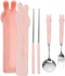 TOPPERFUN 4 PCS Travel Utensils with Case, Portable Stainless Steel Reusable Cutlery Set