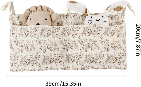 Kangnice Cribs Storage Bag Baby Bedside Hanging Storage Bag for Drool Bibs Diaper Multifunctional Hanging Pocket Cotton