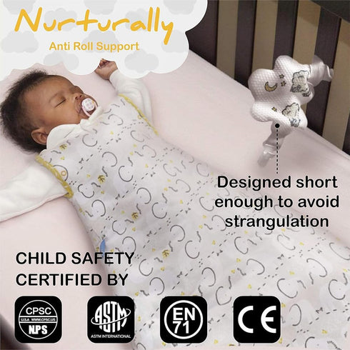 3 6 Nurturally Baby Anti Roll Sleeper Support, Safe & Breathable Fabric, Baby Anti Roll Sleep Positioner Designed