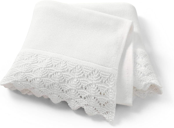 Hadetoto Baby Blanket Soft Cozy Cotton Cable Knit Crochet Receiving Crib Nursery