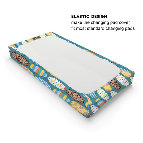 Boho Surfboard Baby Changing Pad Cover Sheets, 32''x16'' Beach Surfing for Baby Boy Girl, Soft Breathable Mats