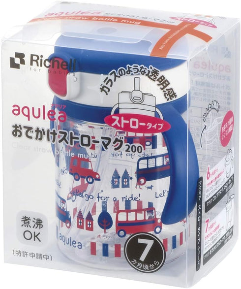 Richell Aqulea 200ml Navy Outing Straw Mug