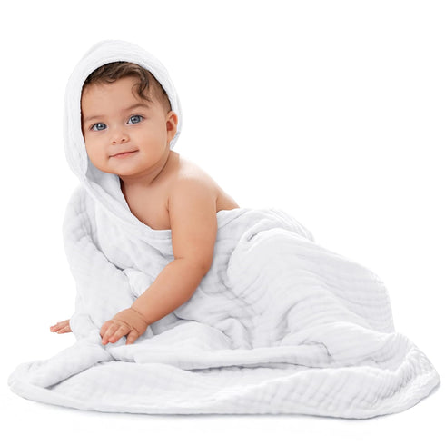 Comfy Cubs Baby Hooded 9 Layer Muslin Cotton Towel for Kids, Large