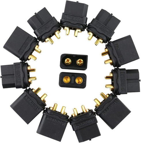 SoloGood Amass 20 Pair XT60H Bullet Connector Plug Black Male Female (Upgraded XT60) with Sheath for Lipo Battery