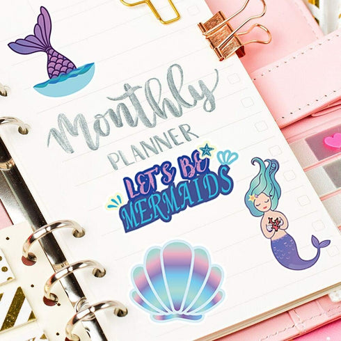 Mermaid Stickers (60pcs) for Laptop, Skateboard, Notebooks, Waterproof PVC for Kids and Adults