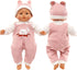 Baby Doll Clothes Pink Rabbit Top Jumpsuit with Cap Handmade Rompers Outfits for 14 to 16 Inch Doll Clothing Set