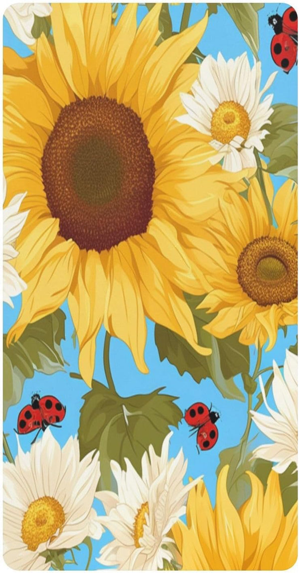Bseiialft Sunflowers Leaves Crib Sheets for Boys Girls Soft and Breathable Cotton Baby