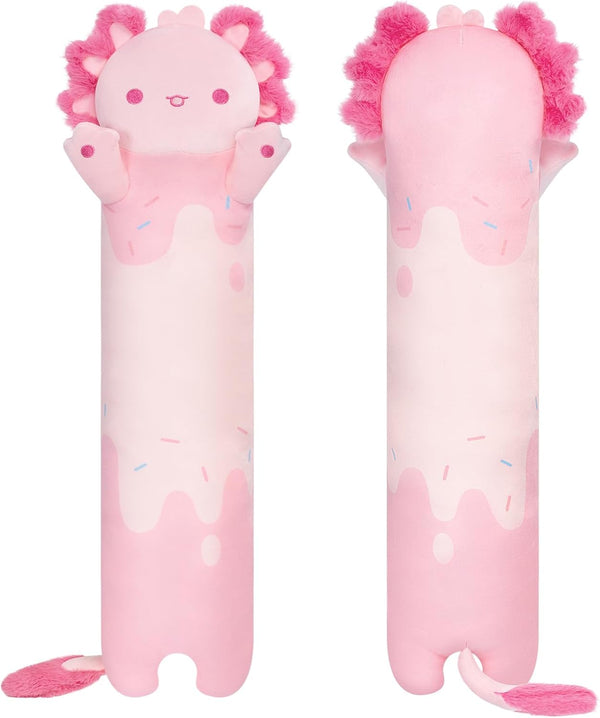 Long Axolotl Plush Pink Body Pillow - 44” Cute Axolotl Stuffed Animals Kawaii Soft Plushies, Gift for Girls Boys