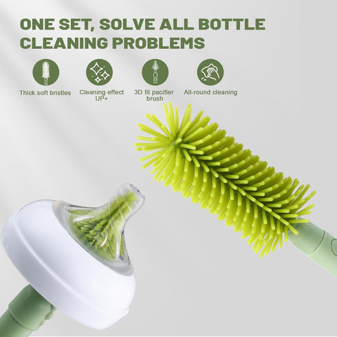Hranio Set Set Set 6 1 Baby Bottle Cleaner Brush Bottle Cleaner Brush Portable Bottle Cleaning Kit Silicone Brush