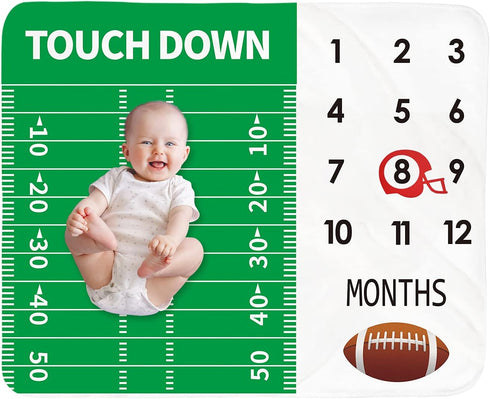 Baby Monthly Milestone Blanket for Boys, Newborn Month Blanket, Unisex Neutral Personalized Shower Gift