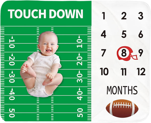 Baby Monthly Milestone Blanket for Boys, Newborn Month Blanket, Unisex Neutral Personalized Shower Gift