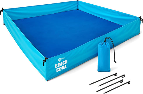 US Original BeachBoba Sandproof Beach Blanket - Outdoor Playpen Sheet with Side Walls and Stakes to Keep Sand Out