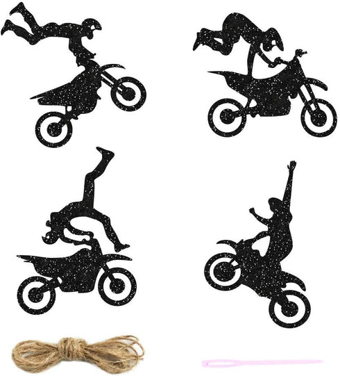 Motorcycle Theme Banner Garland - Party Supplies for Man's or Boy's Birthday & Riding Party Room Decorations