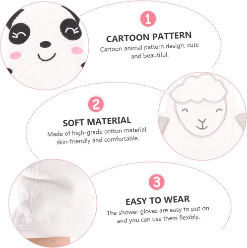 2Pcs Bath Gloves, Baby Bath Scrubber Mitts for Kids, Cotton White Newborn Bathing Accessories