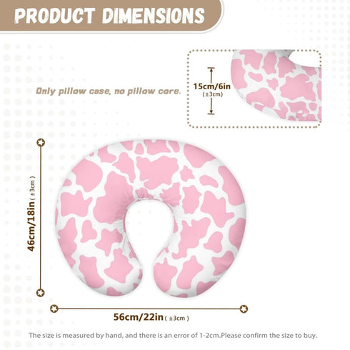 Nursing Pillow Cover Pink Cow Breast Feeding Pillows for Babies Boys & Girls Soft Breathable Nursing Pillow Case U