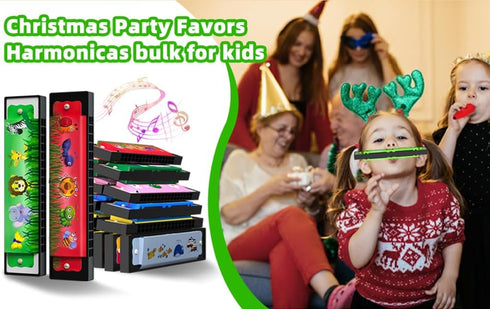 5 Pcs Harmonica for Kids, Birthday Party Favor Musical Instrument, Cartoon Double Row Harmonica