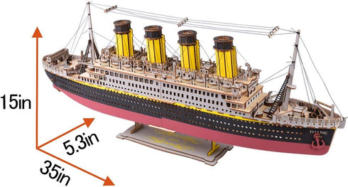 Large Size Titanic Model 3D Wooden Puzzles - Cruise Ship DIY Assembly Kit for Teens and Adults