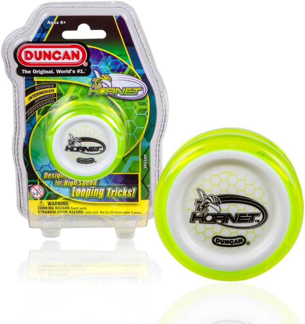 Duncan Toys Hornet Pro Looping Yo-Yo with String, Ball Bearing Axle, Plastic Body, Green with White Cap