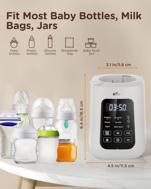Bear Baby Bottle Warmer, Milk Warmer Breastmilk Bag Formula Fast Warming for New Born Baby Bottles, with Time Temp