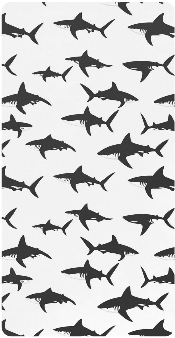 miaozhen Cotton Baby Crib Sheets for Boys Girls Comfy Breathable Shark Silhouette Black