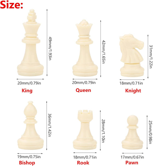 Standard Chess Pieces, 32 International Tournament Chessmen Replacement Set, Black and White