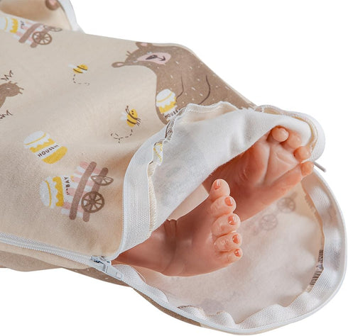 Baby Swaddle Blanket, Super Soft Material, Newborn Adjustable Swaddles, 2-Way Zipper Sleep Sack, Honey Bear