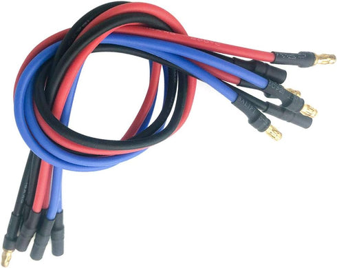 6pcs 3.5mm Banana Gold Bullet Connector Extension Cable for RC Brushless Motor ESC, 16AWG 30CM