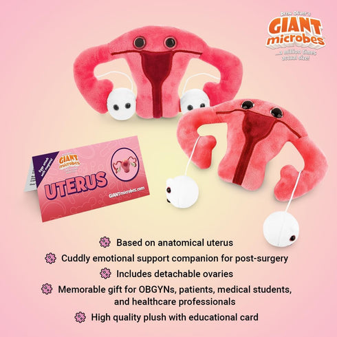 GIANTmicrobes Uterus Plush Toy, Hysterectomy Gifts, Endometriosis Awareness, Get Well Gift