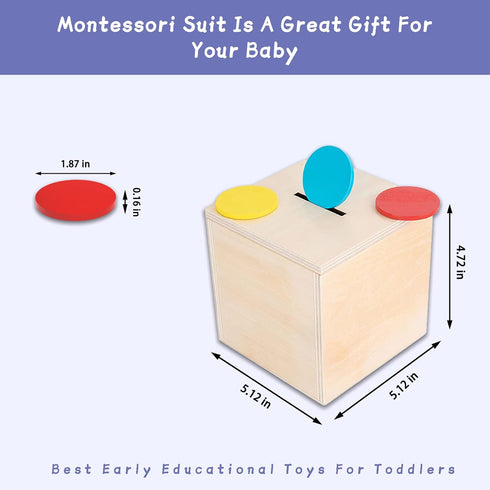 Adena Montessori 4 in 1 Wooden Play Kit for Kids 1-3, Object Permanence Box, Color Drop Game, Ball Drop Toy