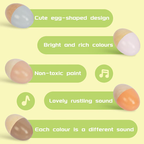 Set 5 of Colorful Wooden Egg Shakers for Kids