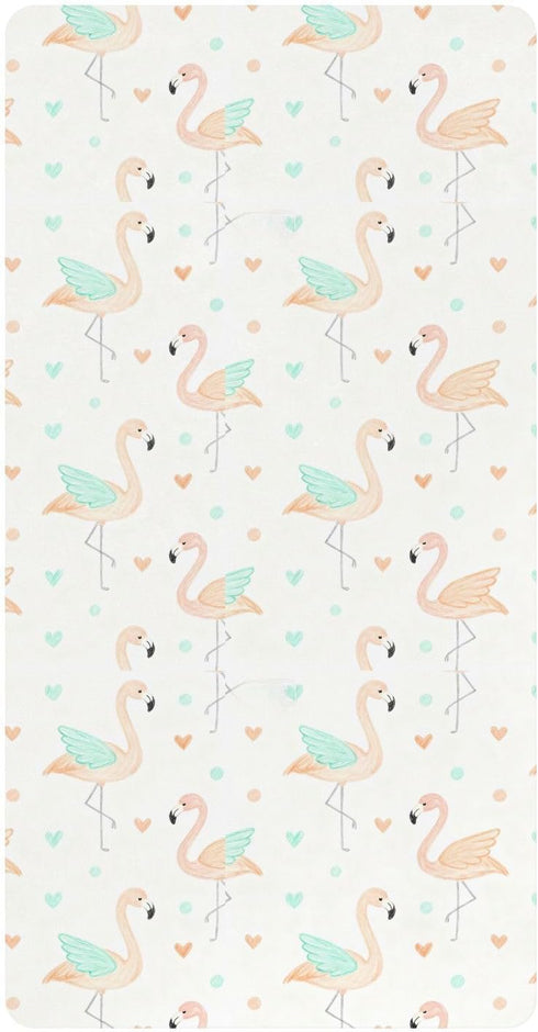 miaozhen Cotton Baby Crib Sheets Soft Stretchy Pink Simple-Lined Flamingo Toddler Bed Cover